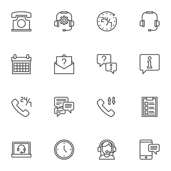Customer Service Line Icons Set Outline Vector Symbol Collection Linear — Stock Vector