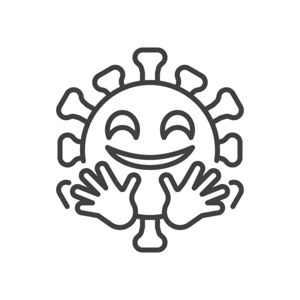 ウイルスの抱擁顔絵文字ラインアイコン モバイルコンセプトとウェブデザインのためのリニアスタイルのサイン コロナウイルスの顔文字の輪郭ベクトルのアイコンを拡大します シンボル ロゴイラスト ベクトルグラフィックス — ストックベクタ