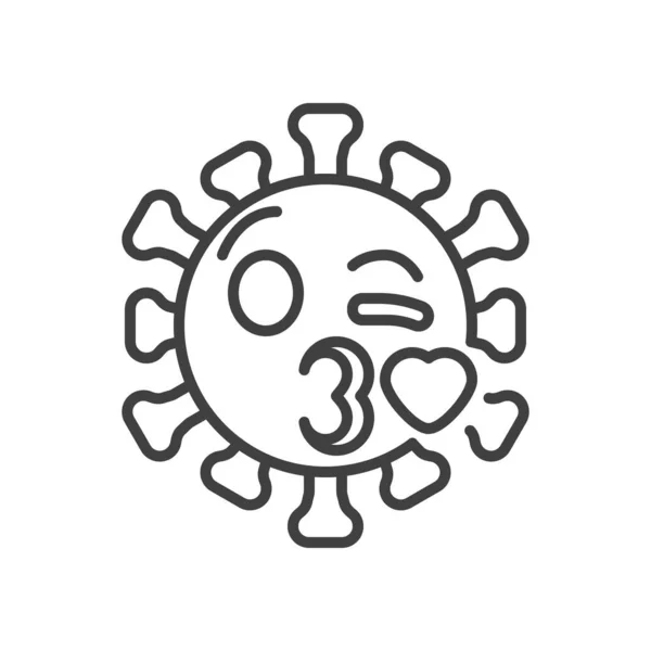 Ιός Πρόσωπο Φυσάει Ένα Φιλί Emoji Εικονίδιο Γραμμή Γραμμικό Στύλ — Διανυσματικό Αρχείο