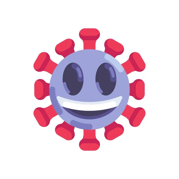 Sonriente coronavirus emoticono icono plano — Vector de stock