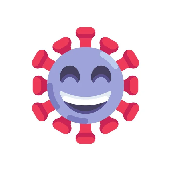 Happy Coronavirus emoticon icona piatta — Vettoriale Stock