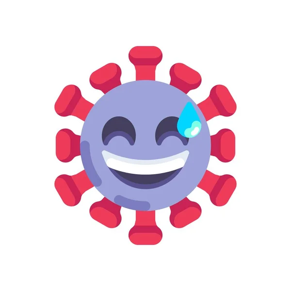 Leende coronavirus emoticon platt ikon — Stock vektor