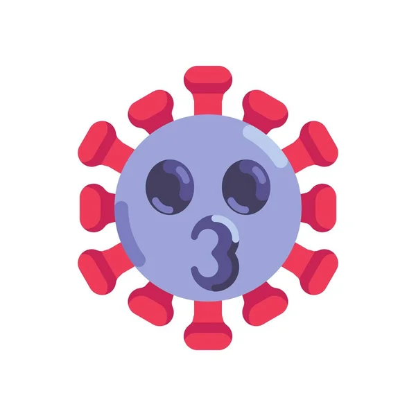 Virus cara besos icono plano emoji — Vector de stock