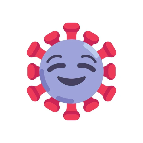 Emoticon Coronavirus senyum datar ikon - Stok Vektor
