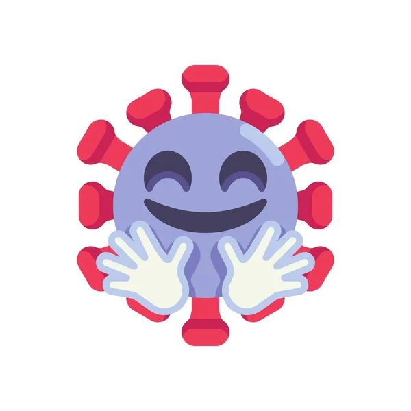 Knuffelen coronavirus emoticon platte pictogram — Stockvector