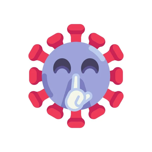 Emoticon Coronavirus rendendo icona piatta silenziosa — Vettoriale Stock