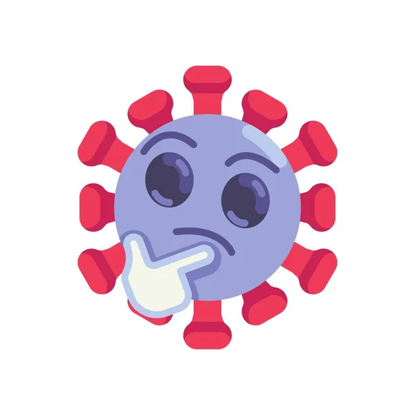 Coronavirus emoticon σκέφτονται επίπεδη εικόνα — Διανυσματικό Αρχείο