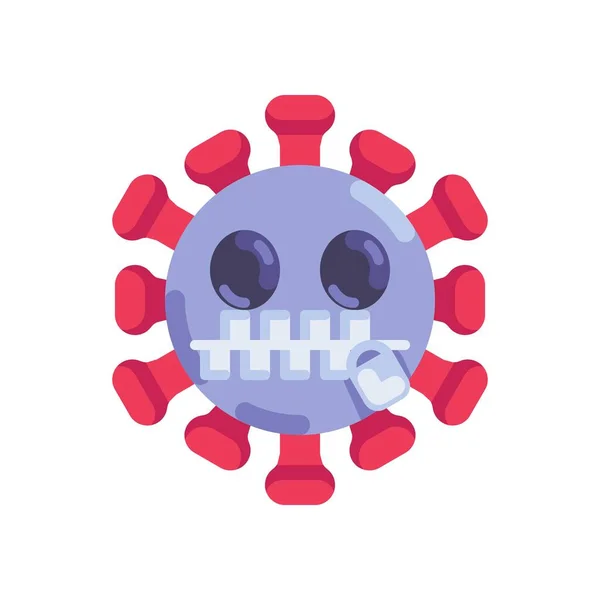 No talk coronavirus emoticon flat icon — Stockový vektor