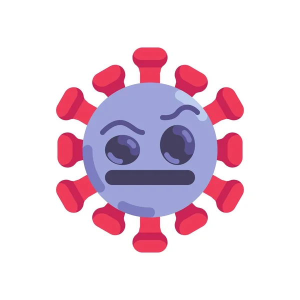 Enojado coronavirus emoticono icono plano — Vector de stock
