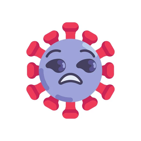 Irriterad coronavirus emoticon platt ikon — Stock vektor