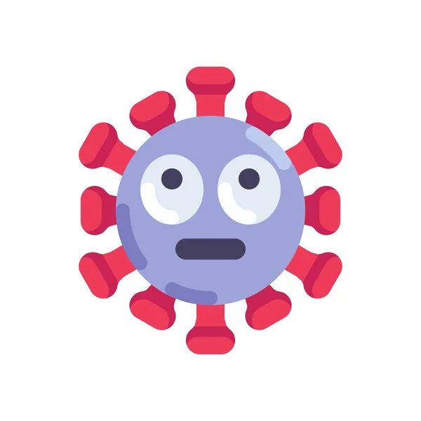 Surprised coronavirus emoticon flat icon — Stock Vector