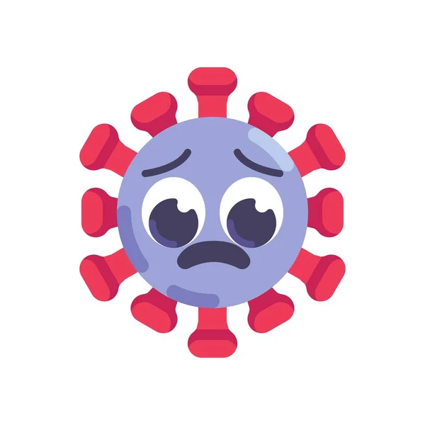 Nešťastný koronavirus emotikon plochá ikona — Stockový vektor