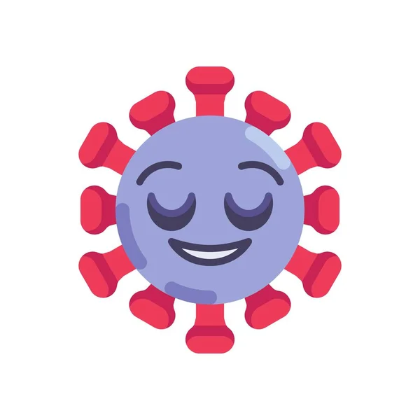 Glückliche Coronavirus Emoticon flache Symbol — Stockvektor