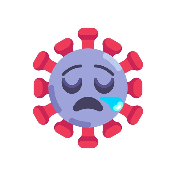 Κουρασμένη εικόνα emoticon coronavirus επίπεδη — Διανυσματικό Αρχείο