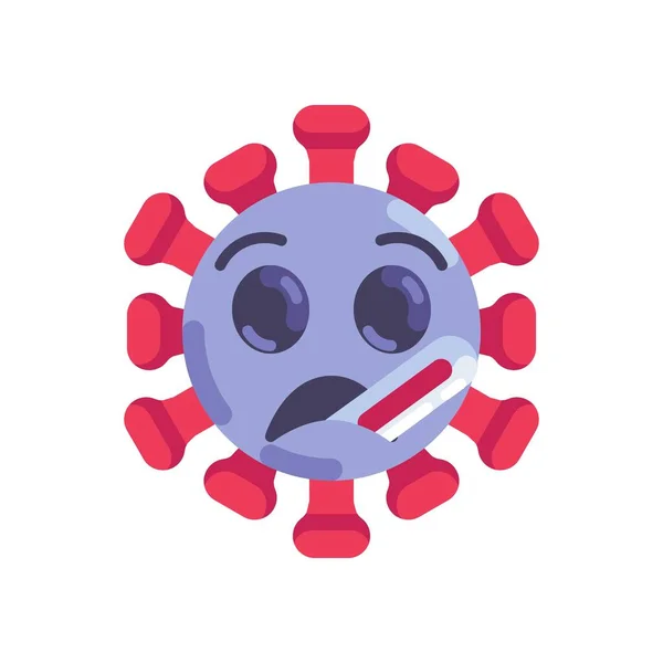 Enfermo coronavirus emoticono icono plano — Archivo Imágenes Vectoriales
