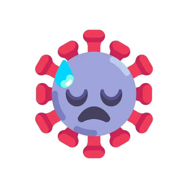 Coronavirus frío sudor emoticono icono plano — Vector de stock