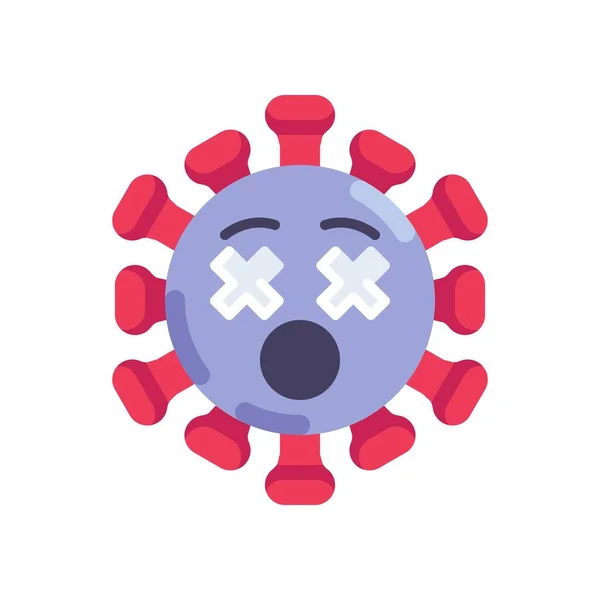 Emoticono de Coronavirus con los ojos cruzados icono plano — Vector de stock