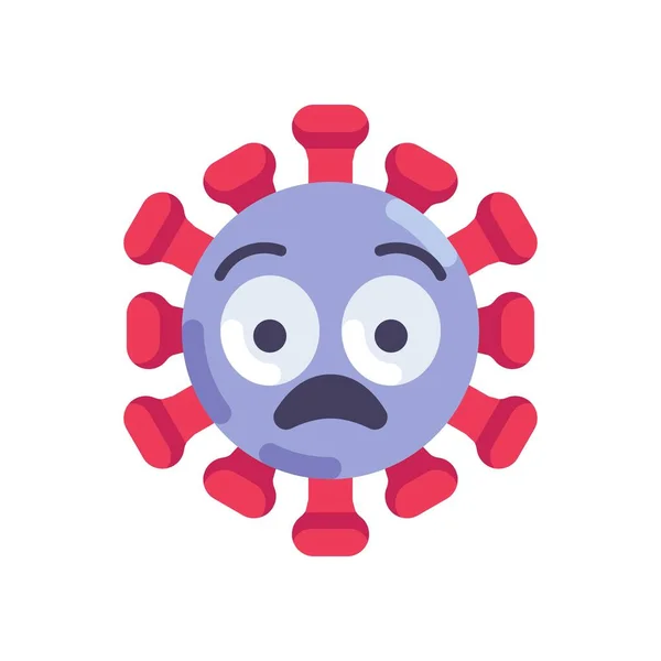 Shocked Coronavirus emoticon icona piatta — Vettoriale Stock