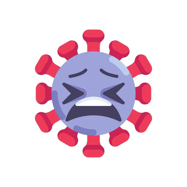 Coronavirus cara cansada emoticono icono plano — Archivo Imágenes Vectoriales