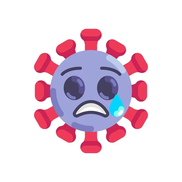Sad coronavirus emoticon flat icon — Stockový vektor