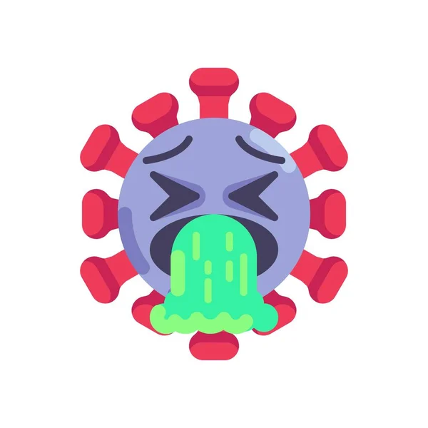 Misselijk coronavirus emoticon platte pictogram — Stockvector