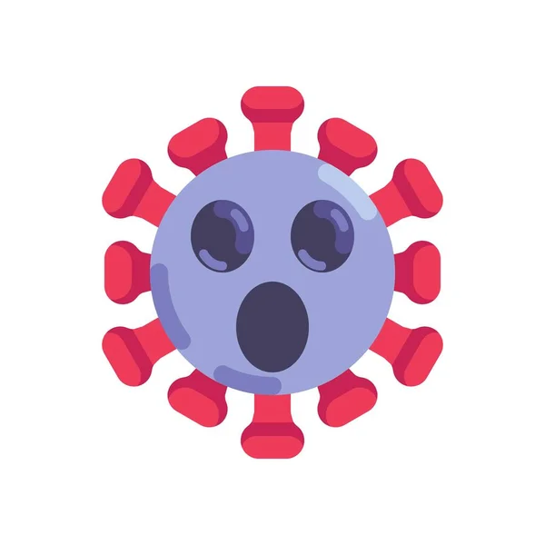 Confuso emoticon coronavirus icona piatta — Vettoriale Stock