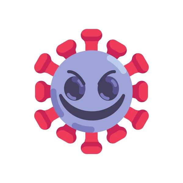 Emoticon coronavirus marah datar - Stok Vektor