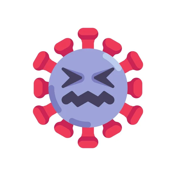 Vervelende coronavirus emoticon platte pictogram — Stockvector