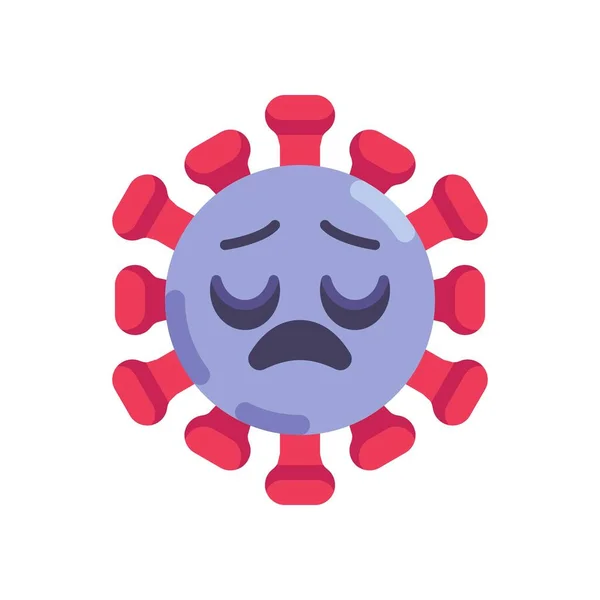 Displeased coronavirus emoticon flat icon — Stock Vector