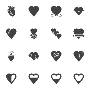 Kalp vektör simgeleri ayarlandı