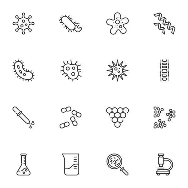 Conjunto de iconos de línea bacteriana — Archivo Imágenes Vectoriales