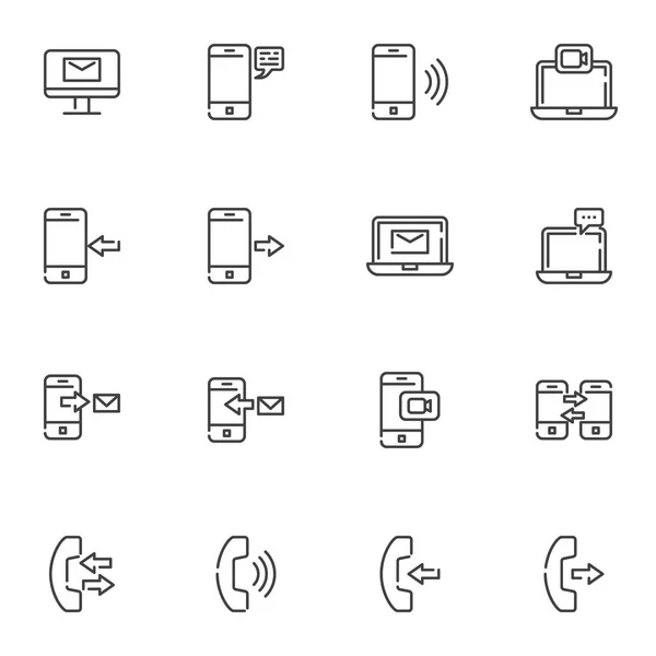 Conjunto de ícones de linha de telecomunicações —  Vetores de Stock