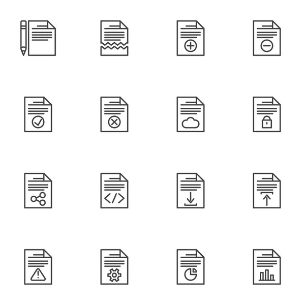 Ensemble d'icônes de ligne de fichier document — Image vectorielle