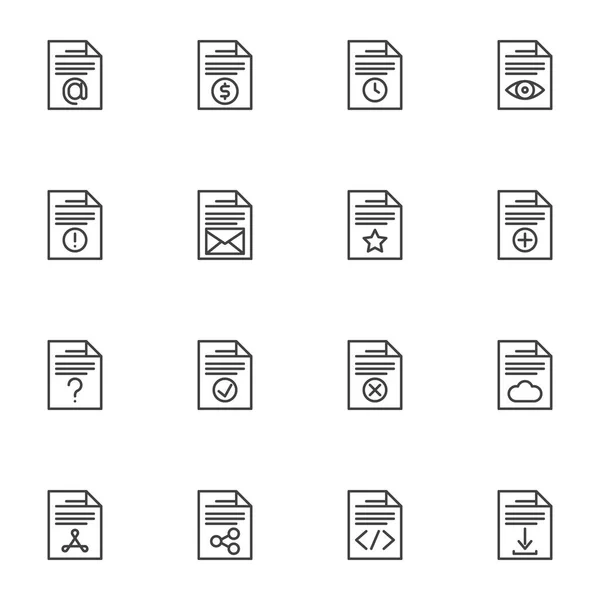 Conjunto de ícones de linha de documento de arquivo —  Vetores de Stock