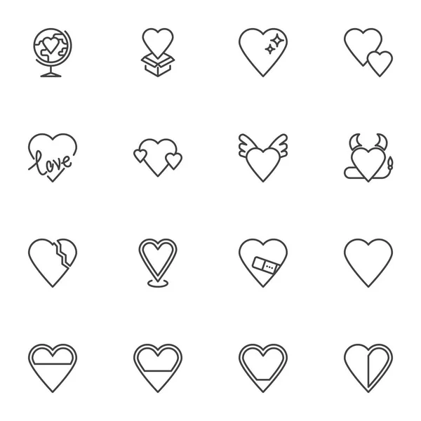 Kärlek, hjärta linje ikoner som — Stock vektor