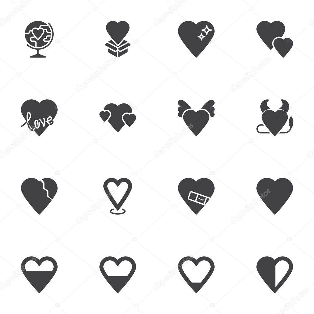 Love, heart vector icons set