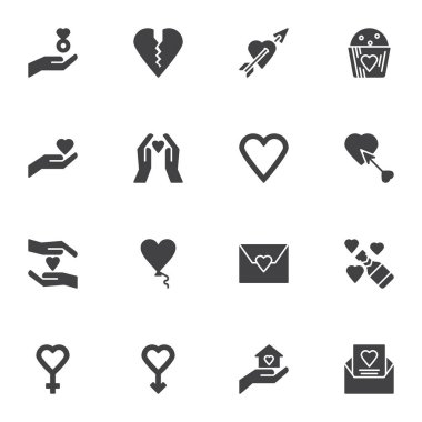 Sevgililer Günü Kalpleri vektör simgeleri ayarlandı