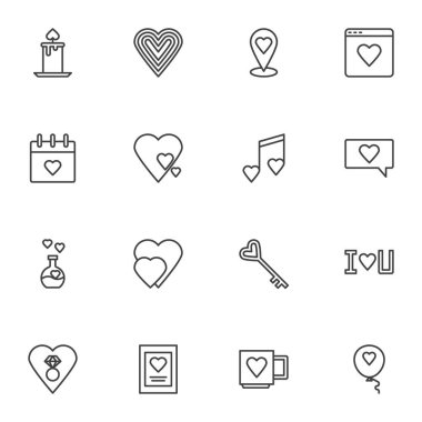 Aşk ve kalp çizgisi simgeleri