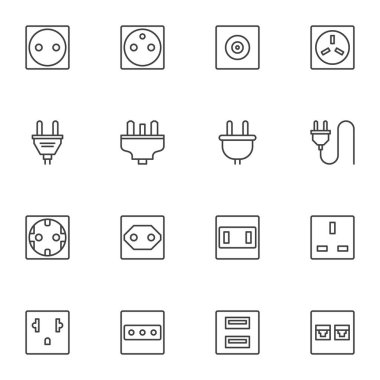 Fiş ve soket çizgisi simgeleri ayarlandı,