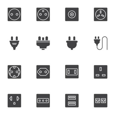 Eklenti ve soket vektör simgeleri ayarlandı