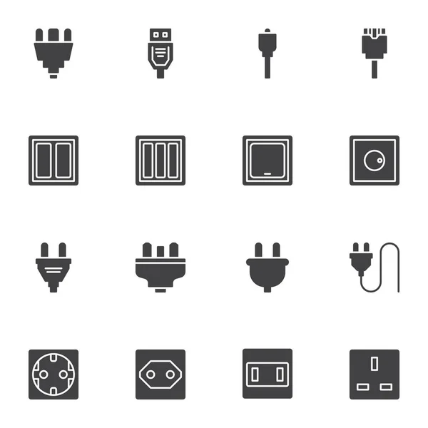 Conjunto de iconos de vector de conector eléctrico — Archivo Imágenes Vectoriales