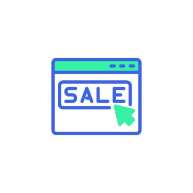 Satış web sitesi simge vektörüne tıklayın