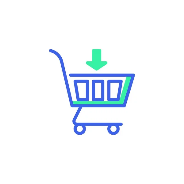 Carrito de compras con vector icono de flecha — Vector de stock