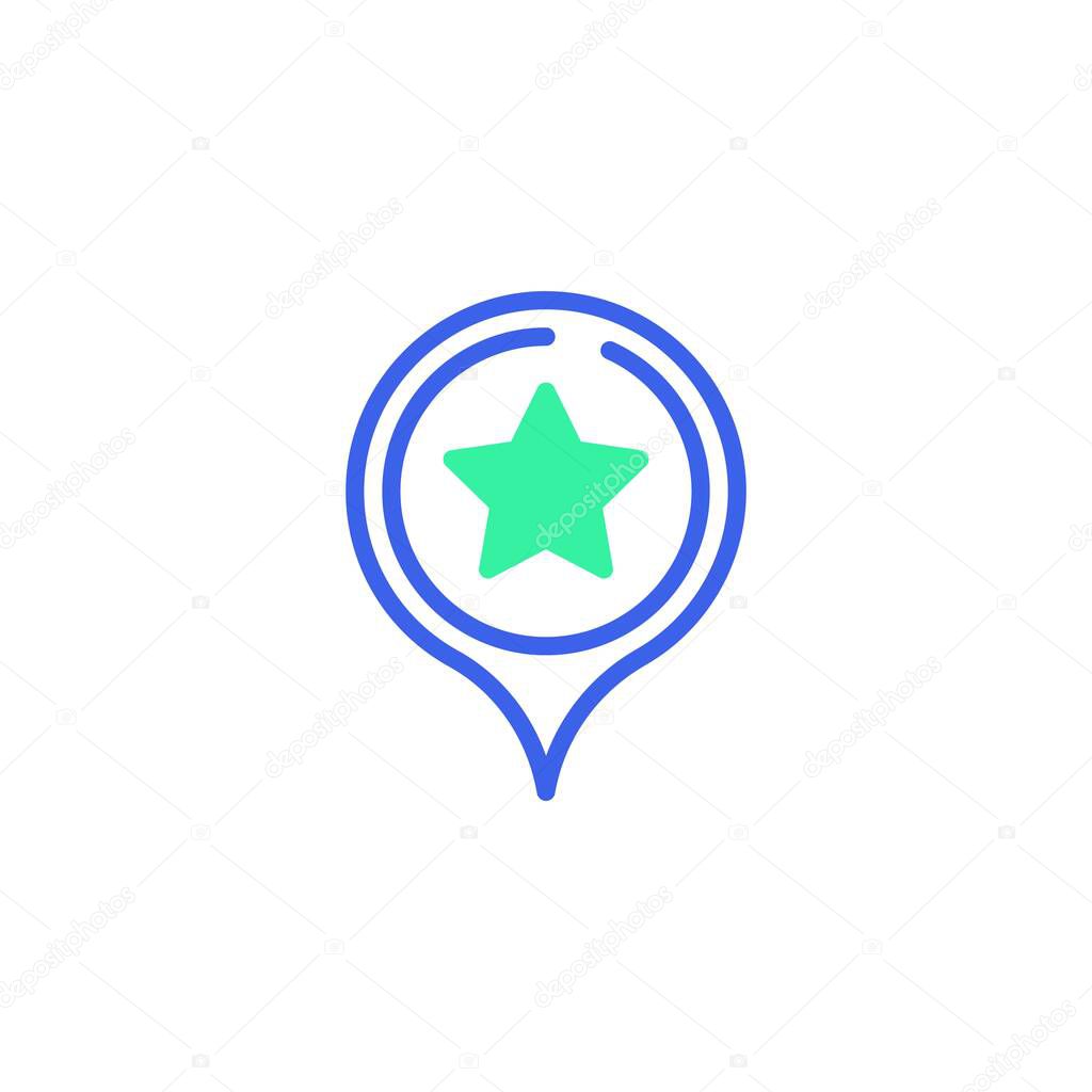 Map marker with star icon vector