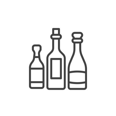 Üç şişe şarap çizgisi ikonu