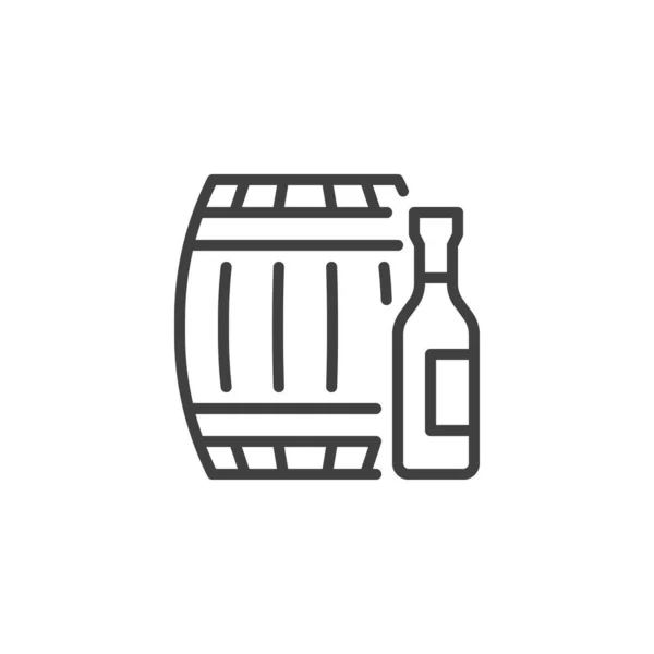 Şarap fıçısı ve şişe çizgisi simgesi — Stok Vektör