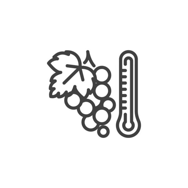 Ramo de uvas y termómetro icono de línea — Vector de stock