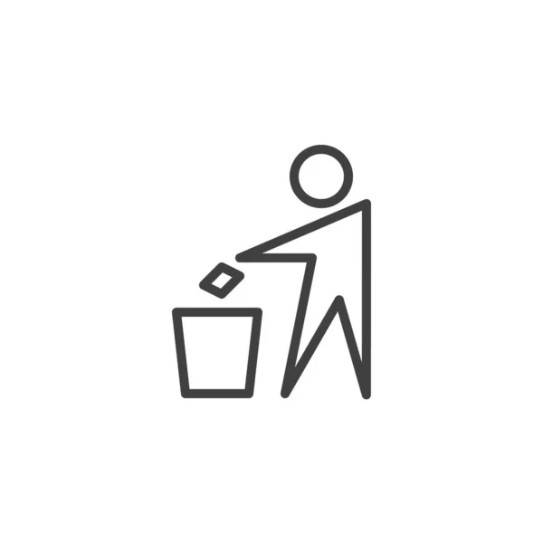 Man throwing trash line icon — Stock Vector