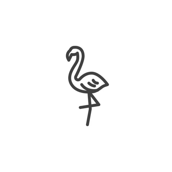 Flamingo, ícone de linha de pássaro — Vetor de Stock