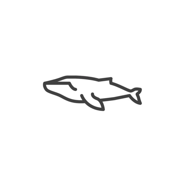 Icono de línea de pez ballena — Vector de stock